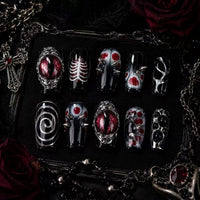 Spider Veil Gothic Luxury Nails – Y2K Dark Aesthetic Press-On Nail Collection/007