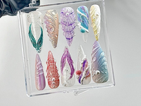 Whimsical Ocean Press On Nails | Handmade Mermaid Fake nails | Mystical Sea Creature Nail Art | Ocean Fantasy Acrylic Nails | HB640YC