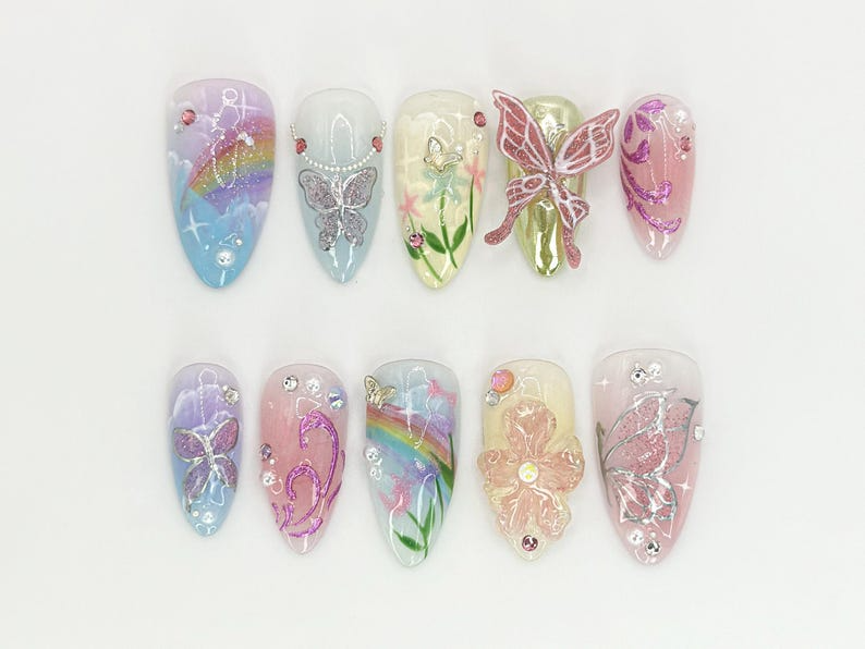 Butterfly Floral Press On Nails | NA63