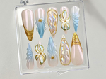 Luxury Golden Swirl Press On Nails | Pearlescent Accents Fake Nails | Elegant Bridal Nail Art | Chic Gold Designs False Nails | HC613YC