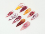Luxury Ombre Floral Press On Nails | Burnt Orange & Burgundy Design | Handmade Fall-Inspired Nail Art | Elegant Gold, Floral Accent |JB668HK