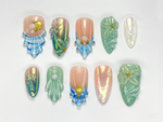 Ocean-Inspired Press On Nails | Blue Green Mermaid Nails | Summer Beach Press Ons | Ocean Pearl Summer Nails | JC753HC
