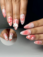 Kawaii Bunny Heart Press On Nails | Cute Pink Rabbit Nail Art | 3D Bunny Nails | Pastel Easter Nails | Handmade Cute Press Ons | HC1301HC