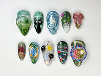 Cute Totoro-Inspired Press-On Nails | Studio-Inspired Press-On Nail Art | Handcrafted Anime Nail Design | Forest Spirit Nail Art | JB709HC
