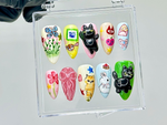 3D Kawaii Cat Press On Nails | Pastel Cartoon Fake nails | Cartoon Cat Bunny Nail Art | 3D Cute Animal Kawaii Nails | Pastel Nails | HB939YC