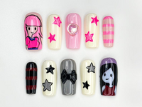 Adventure Time Press On Nails | Princess Bubblegum And Marceline Nails | Cute & Edgy Handmade Nails | Cartoon Inspired Press Ons | JB872HC