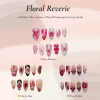 Floral Reverie Press On Nail Bundle | 3 Handmade Floral Nail Sets | Pink Blossom Nails | Reusable Nail Kit| DB104L