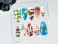 Whimsical Summer Picnic Press On Nails | 3D Strawberry & Bee Fake Nails | Colorful Gingham Nail Art | Candycore Vibes Press Ons | HB897YC