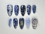 Cosmic Dreamer Press On Nails By DoryNailArt | Starry Night Nail Design | Moon Phases & Constellations Nail Art | Galaxy Aesthetic |JC718HK