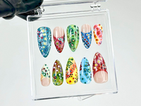 Color Splash Press On Nails | Abstract Colorful Nail Art | Festival Confetti Press Ons | Multi Color Fake nails | Festival Nails | HB958YC