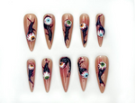 Haunted Eyes Press On Nails | Creepy 3D Eyeball Nail Art | Horror-Inspired Stiletto Nails | Handmade Spooky Halloween Set | HB1066EK