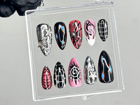 Chrome Flame Press On Nails | Gothic Spider Nail Art | Flame Spider Press Ons | Cyber Y2K Fake Nails | Emo Butterfly Press Ons | HC945YC