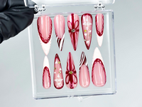 Elegant Burgundy Christmas Press On Nails | Glossy Christmas Nail Art| Winter Holiday Nail Art | Glossy Stiletto Press Ons | HB1194EC