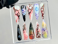 League of Legends Press On Nails |Gamer Girl Fake nails | Punk Rock Nail Art | Long Cyberpunk Fake Nails | Cyberpunk Jinx Press Ons |HB760YK