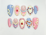 Pastel Birthday Party Press On Nails |Sweet Dessert-Inspired Nails | 3D Pastel Icing & Cream Nail Art | Handmade Birthday Nails | JB808HC