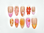 Tropical Summer Splash Press On Nails | Cute Starfish & Shell Design | Bright Sunset and Beach Theme Nails | 3D Ocean Nail Art | JB979EK