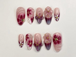 Floral Reverie Press On Nail Bundle | 3 Handmade Floral Nail Sets | Pink Blossom Nails | Reusable Nail Kit| DB104L