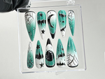 Gothic Halloween Press On Nails | Green Ombre Gothic Nails | Spooky Green Ombre Nail Art | Y2k Nails | Gothic Nails | Press Ons | HB577TK