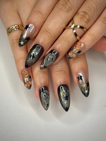 Pumpkin Gothic Press On Nails | Halloween Black & Orange Nails | Handmade Spooky Nail Design | Unique Gothic Pumpkin Nails | JB151HC