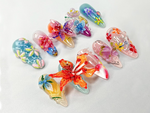 Colorful 3D Floral Press-On Nails | Garden-Themed Floral & Butterfly Design | Whimsical Butterfly Nail Art | Handmade Blooming Nail| JA686HC