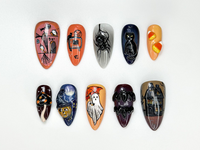 Combo Spooky Halloween Press On Nails | 3D Haunted House Nail Art | Pumpkin, Ghost & Skull Nails | Handmade Creepy Cute Nail Set