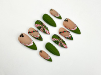 Christmas Press On Nails | Green Holiday Nails | Festive Long Nails | Christmas Gift | Party Nails| HB1189BC