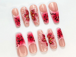 Hot Pink Bloom Press-On Nails | Spring Flower Press Ons | 3D Flowers Fake Nails| Perfect for Special Occasions | Summer Collection |JB768YC