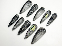 Dragon Gothic Press On Nails | Black 3D Nail Art | Dark Mystic Scale Nails | Handmade Dragon Claw Press Ons | Unique Fantasy Nails | JB801HC