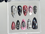 Chrome Flame Press On Nails | Gothic Spider Nail Art | Flame Spider Press Ons | Cyber Y2K Fake Nails | Emo Butterfly Press Ons | HC945YC