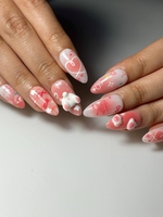 Kawaii Bunny Heart Press On Nails | Cute Pink Rabbit Nail Art | 3D Bunny Nails | Pastel Easter Nails | Handmade Cute Press Ons | HC1301HC