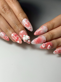 Kawaii Bunny Heart Press On Nails | Cute Pink Rabbit Nail Art | 3D Bunny Nails | Pastel Easter Nails | Handmade Cute Press Ons | HC1301HC