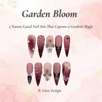 Garden Bloom Nail Bundle | 3 Nature-Inspired Press On Sets | Velvet, Berry, Butterfly Designs| DB102L
