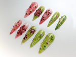 Spring Bloom Press-On Nails | Handmade Lotus Blossom Nail Set | Pink & Green Lotus Nail Art | Nature-Inspired Nails |JC720HC