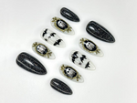 Haunted Mirror Ghost Nails | Gothic Halloween Press Ons | Black Glitter & Bat Nail Art | Handmade Spooky Black Set | JC1143BK