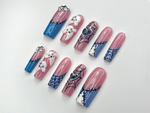 Gothic Ghost Web Press On Nails | Spooky Sparkle Pink Nails | 3D Ghosts & Rhinestone Accents | Halloween Web Nail Art | HB1065EK