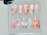 Balletcore Rose Press On Nails | Floral Lace Fake nails| Vintage Rose Nail Art | Feminine Handmade Kawaii Nails | Luxury Nails | HB940YC
