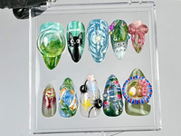 Animation-Inspired Press On Nails | Cute & Aesthetic Fake nails | Whimsical Forest Nail Art | Mystical 3D Press Ons | Kawaii Nails | HB786YC