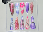 Galaxy Chrome Press On Nails | Holographic Purple Fake Nails | Metallic Stiletto Nail Art | Iridescent Galaxy Nails | Gothic Nails | HB915YK