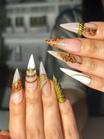 Gold Leopard Luxury Press On Nails | 3D Metallic Chrome Nails | Animal Print Stiletto | Glam Nail Set | Handmade Press Ons | JC318HC