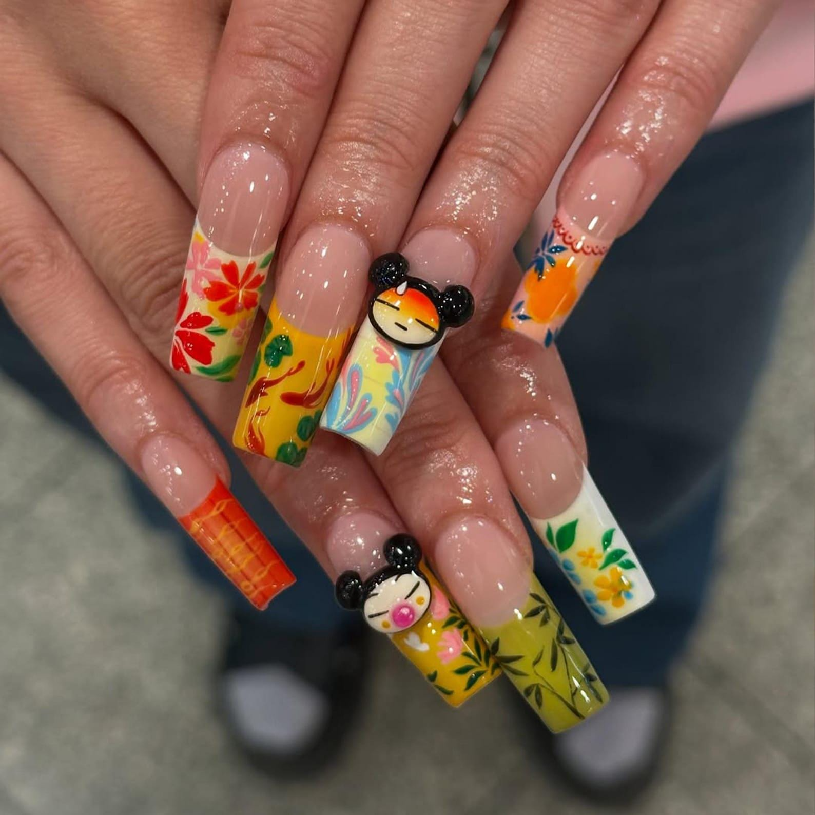 Pucca Cartoon Press On Nails | 3D Floral & Character Nail Art | Cute Cartoon Nail Set | Pucca-Inspired Nail| Kawaii Fun Nail Design| JB891HK