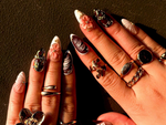 Mystic Bloom Luxury Press On Nails | Metallic Floral Accent Nails | Purple Gradient & 3D Flower Design | Elegant Gothic Nail Art | HB1084EK