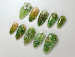 Hand-Painted Forest Green Press On Nails | Botanical Nail Design | Green Nature-Inspired Nails | Green Nature-Inspired Nails | JB705HK