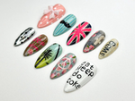 Grunge Aesthetic Press On Nails | Retro British Pop Nails | Peace Sign & Graffiti Art | Statement Aesthetic Nail | Cool Girl Style | JB892HK