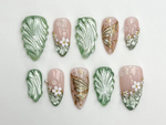 Nature Muse Nail Bundle | 3 Nature-Inspired Press On Nail Sets | Leaf, Butterfly & Floral Art | Reusable Nail Kit|DB103L