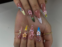 Handmade Tropical Press On Nails | Colorful Summer Press Ons | Floral Nail Tips Handmade| |Vacation Floral Nail Set |Colorful Nails| JC787HK