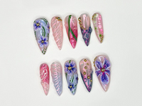 Floral Elegance 3D Press On Nails | Handcrafted Press On Nails with Delicate Flower Designs | Perfect for Spring and Summer | JB300SK