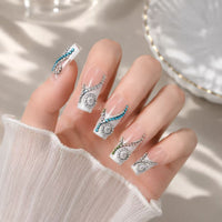 Crystal Whirl ¨C Glamorous Nail Art Sparkling Swirls ¨C Luxury 3D Nails Rhinestone Elegance ¨C Chic Nail Collection/007