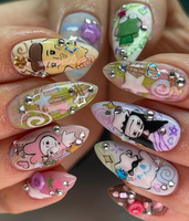 Whimsical Cartoon Pop Press On Nails | Playful Character Nails | Colorful 3D Kawaii Nail Design | Playful Mixed Media Nails | JB779HC