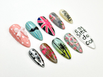 Grunge Aesthetic Press On Nails | Retro British Pop Nails | Peace Sign & Graffiti Art | Statement Aesthetic Nail | Cool Girl Style | JB892HK