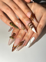 Gold Leopard Luxury Press On Nails | 3D Metallic Chrome Nails | Animal Print Stiletto | Glam Nail Set | Handmade Press Ons | JC318HC